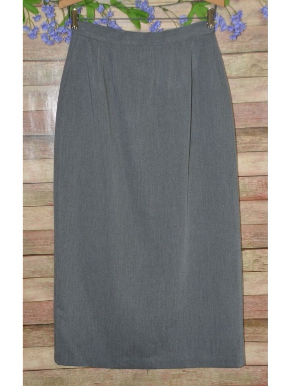 VTG Womens 8 Alia Long Pencil Skirt Neutral Classic Gray Career Office Lined